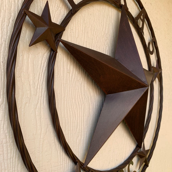 24", 32",36",40" TEXAS 1836 RUSTIC BROWN BARN STAR METAL WALL WESTERN HOME DECOR HANDMADE