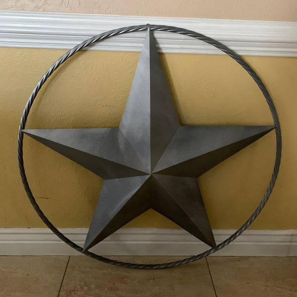 12",16",24",32",34", 36",38",40",48",60",72",96" RUSTIC GREY BARN LONE STAR WITH TWISTED ROPE RING METAL WALL ART WESTERN HOME DECOR VINTAGE RUSTIC CRAFT NEW