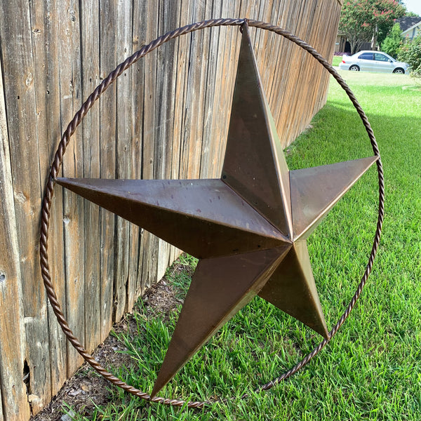 #EH10507 TEXAS GIANT 8,6,5,4 FOOT NATURAL RUSTIC SEALED UNPAINTED LARGE OVERSIZE METAL LONESTAR GENUINE RUST PATINA LONE STAR TWISTED ROPE RING 4,5,6,8 FOOT