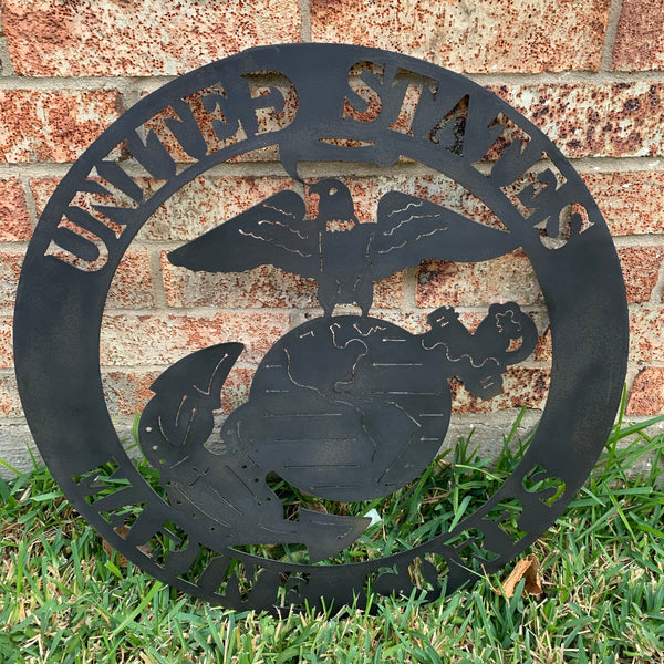 24" USA MARINE CORPS MILITARY LASERCUT BLACK CUSTOM VINTAGE METAL CRAFT WALL ART DECOR WESTERN HOME DECOR HANDMADE