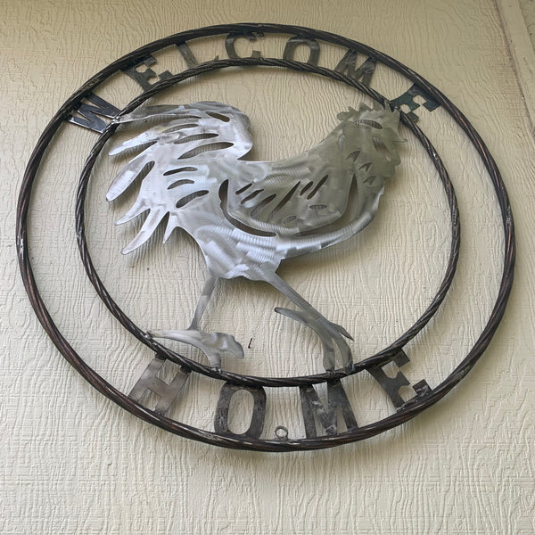 YOUR CUSTOM NAME ROOSTER LASERCUT RAW METAL ART WITH RING DESIGN WESTERN METAL ANIMAL ART HOME WALL DECOR BRAND NEW