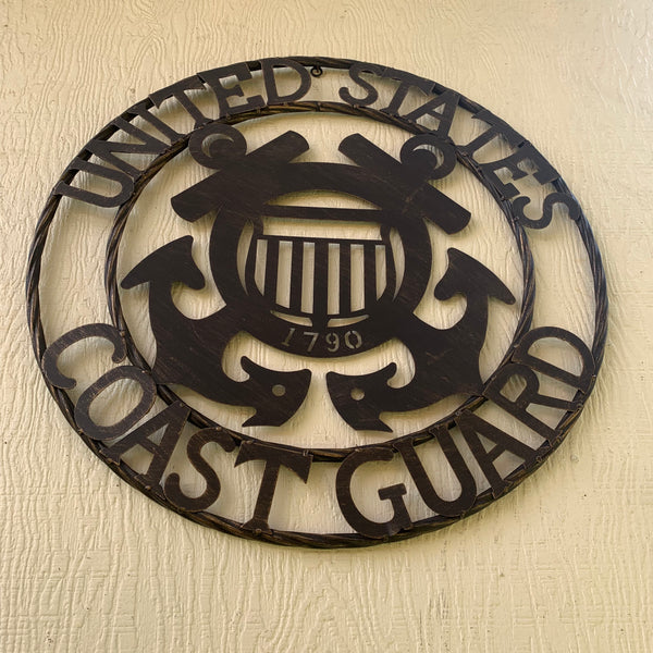 24" USA COAST GUARD MILITARY METAL WALL ART DECOR VINTAGE RUSTIC BRONZE WESTERN HOME DECOR NEW