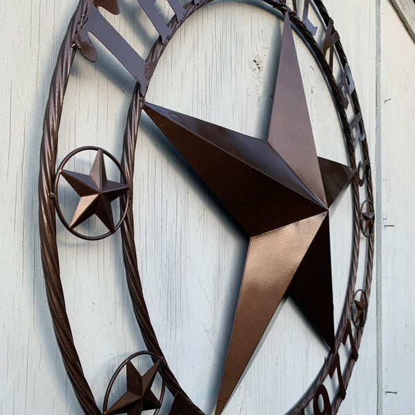 THE WALKERS STYLE YOUR CUSTOM FAMILY NAME STAR METAL BARN STAR ROPE RING WESTERN HOME DECOR VINTAGE RUSTIC BRONZE NEW HANDMADE 24",32",34",36",40",42",44",46",50"