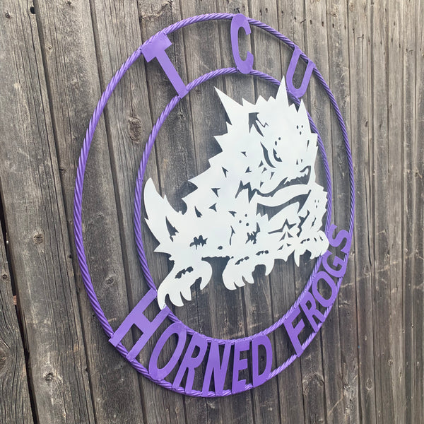 12",18",24",32",36" TCU HORNED FROGS CUSTOM METAL VINTAGE CRAFT TEAM SIGN HANDMADE