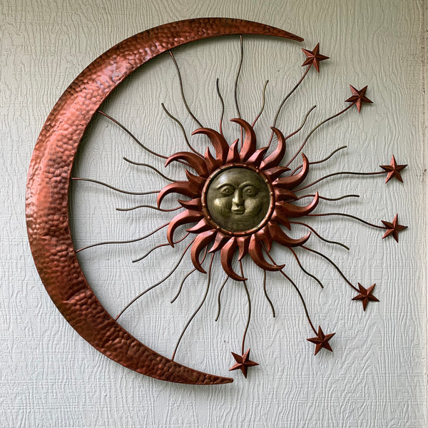 36" SUN MOON STARS METAL WALL WESTERN HOME DECOR NEW