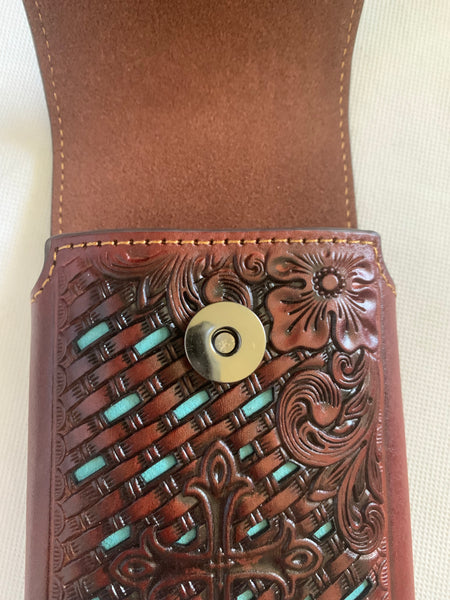 #LG_2006  7" PLAIN GENUINE LEATHER POUCH EXTRA LARGE  BELT LOOP HOLSTER CELL PHONE CASE UNIVERSAL OVERSIZE