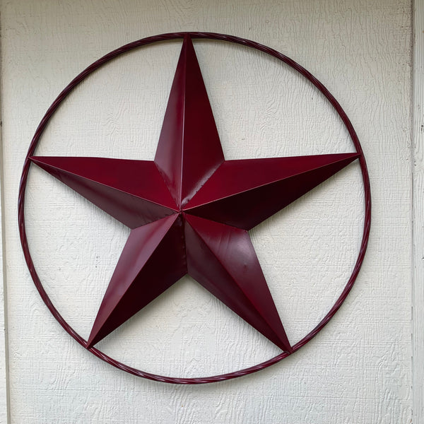 CRANBERRY BURGUNDY STAR RED STAR BARN METAL LONESTAR TWISTED ROPE RING WALL ART WESTERN HOME DECOR BRAND NEW