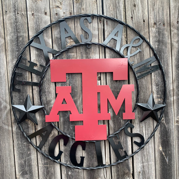 12", 18", 24", 32" TEXAS A&M AGGIES STARS METAL CUSTOM VINTAGE CRAFT WALL ART TEAM SIGN HANDMADE