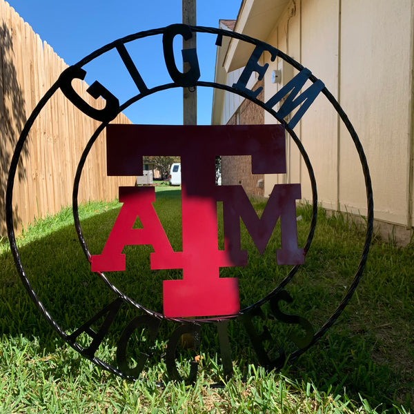 GIGEM AGGIES METAL CUSTOM VINTAGE CRAFT TEAM SIGN HANDMADE