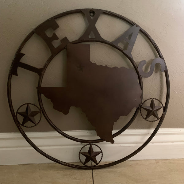 24" State of Texas Map Metal Wall Art Western Home Decor Vintage Rustic Bronze Copper New