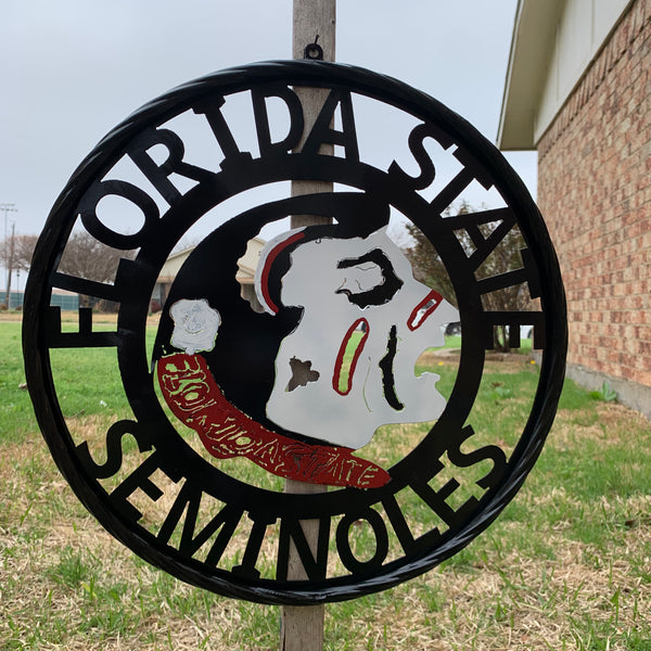 12", 18", 24", 32" FSU FLORIDA STATE SEMINOLES INDIAN LOGO METAL CUSTOM VINTAGE CRAFT TEAM SIGN