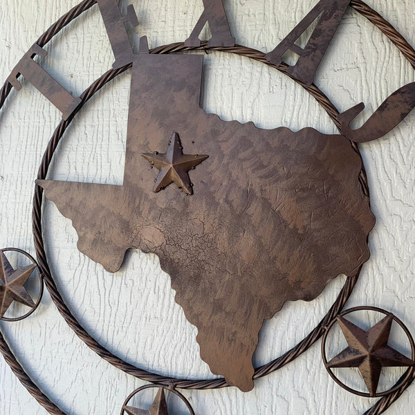 18",24",32",36" State of Texas Map Metal Wall Art Western Home Decor Vintage Rustic Bronze Copper New-#A18008