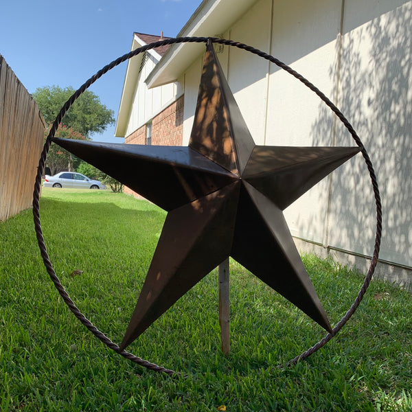 #EH10507 TEXAS GIANT 8,6,5,4 FOOT NATURAL RUSTIC SEALED UNPAINTED LARGE OVERSIZE METAL LONESTAR GENUINE RUST PATINA LONE STAR TWISTED ROPE RING 4,5,6,8 FOOT