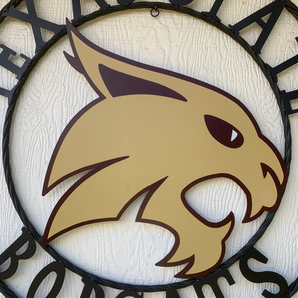 12",18",24",32",36" TEXAS STATE BOBCATS CUSTOM METAL VINTAGE CRAFT TEAM SIGN WESTERN HOME DECOR HANDMADE