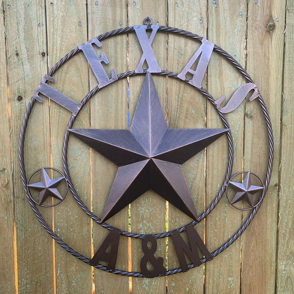 #EH11168 TEXAS A&M BRONZE COPPER METAL LONE STAR TEAM STAR WESTERN HOME DECOR HANDMADE NEW