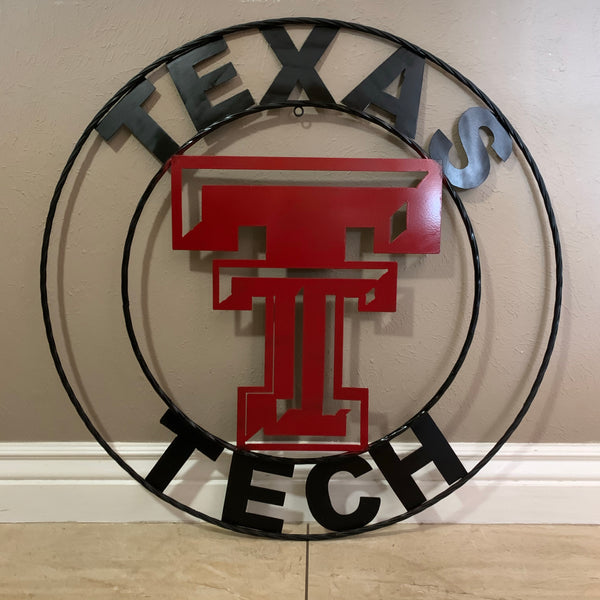 TEXAS TECH CUSTOM METAL VINTAGE CRAFT SIGN WESTERN HOME DECOR HANDMADE 12",18",24",32",36"