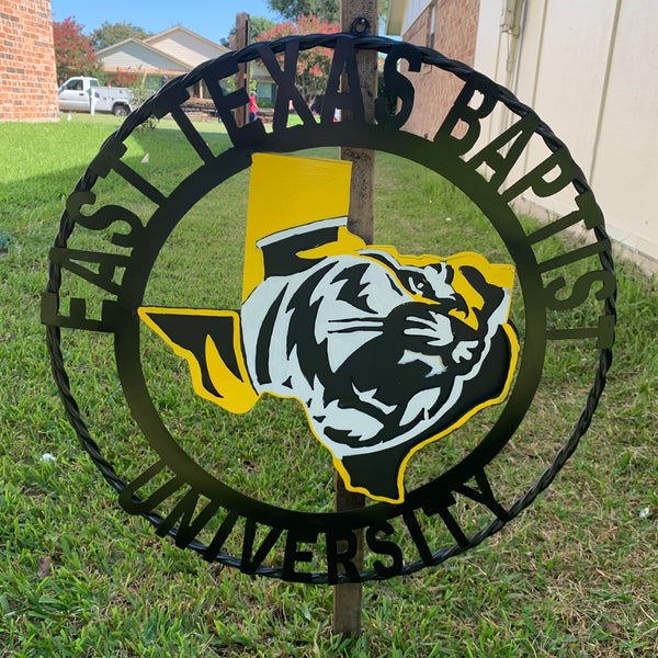 EAST TEXAS BAPTIST UNIVERSITY METAL CUSTOM VINTAGE CRAFT SIGN WALL ART TEAM HANDMADE