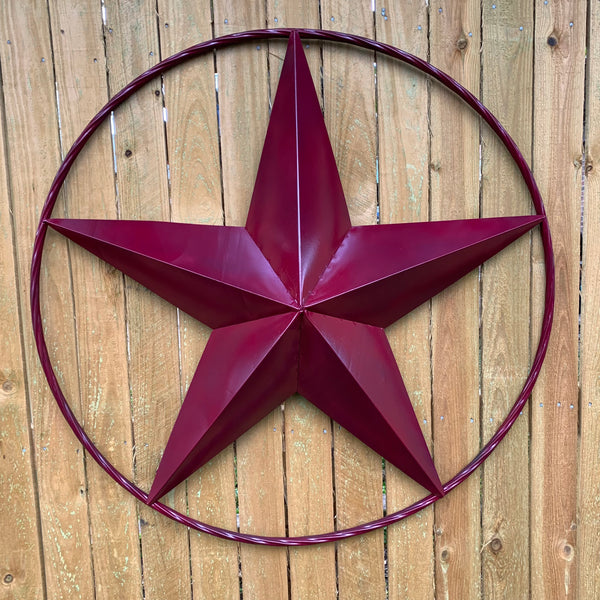 CRANBERRY BURGUNDY STAR RED STAR BARN METAL LONESTAR TWISTED ROPE RING WALL ART WESTERN HOME DECOR BRAND NEW