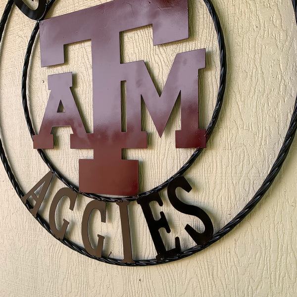 GIGEM AGGIES METAL CUSTOM VINTAGE CRAFT TEAM SIGN HANDMADE