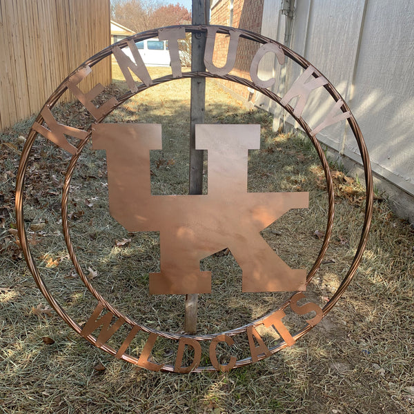 12", 18", 24", 32" KENTUCKY WILDCATS CUSTOM HAMMERED COPPER METAL VINTAGE CRAFT SIGN HANDMADE