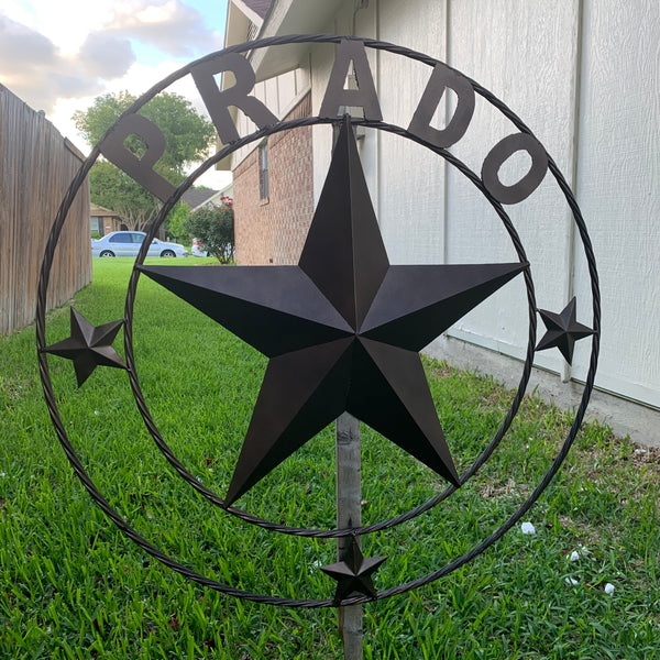 KOLET FAMILY STYLE YOUR CUSTOM FAMILY NAME STAR METAL BARN STAR ROPE RING KOLET FAMILY WESTERN HOME DECOR VINTAGE RUSTIC BROWN NEW HANDMADE 24",32",34",36",40",42",44",46",50"