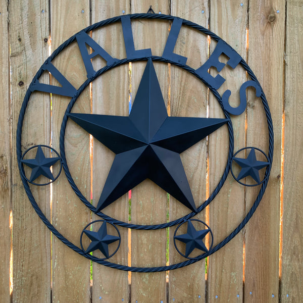 LOPEZ CUSTOM STAR NAME BARN METAL STAR 3d TWISTED ROPE RING WESTERN HOME DECOR RUSTIC  BRONZE HANDMADE 24",32",34",36",40",42",44",46",50"