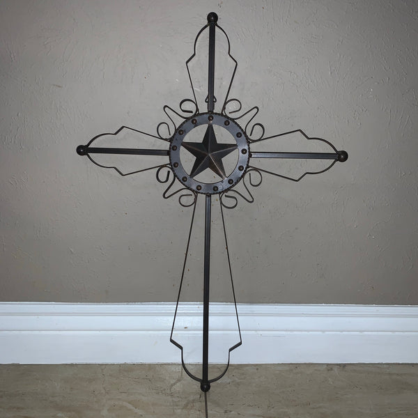 STAR METAL CROSS WALL ART DARK BRONZE COPPER