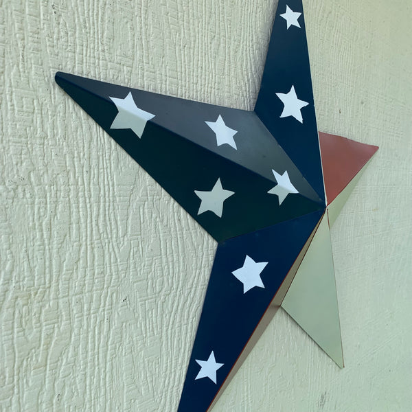 12",16",24",30",36" USA AMERICAN FLAG STAR STYLE #1 RED WHITE & BLUE METAL BARN STAR WALL ART HANDMADE STYLE# 1