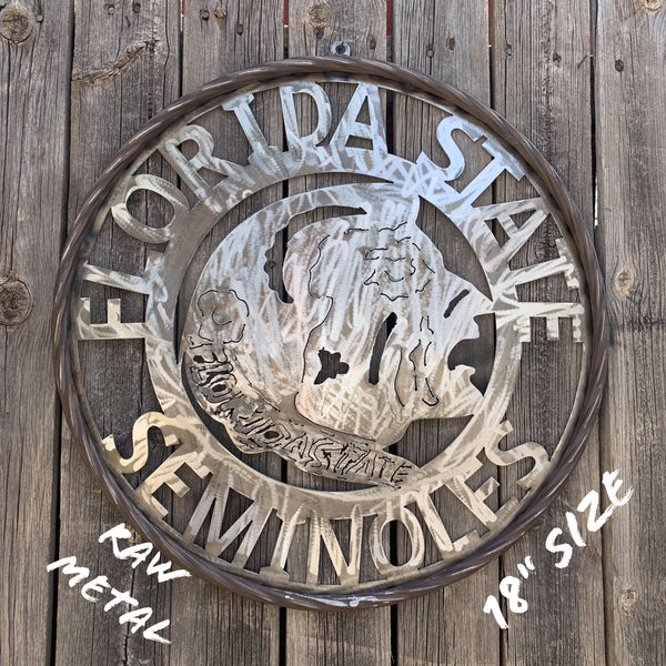 12",18", 24", 32" FSU FLORIDA STATE SEMINOLES INDIAN METAL CUSTOM VINTAGE CRAFT TEAM SIGN