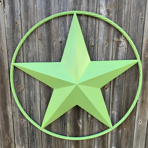 APPLE GREEN BARN STAR METAL LONESTAR TWISTED ROPE RING WESTERN HOME DECOR HANDMADE #EH10836