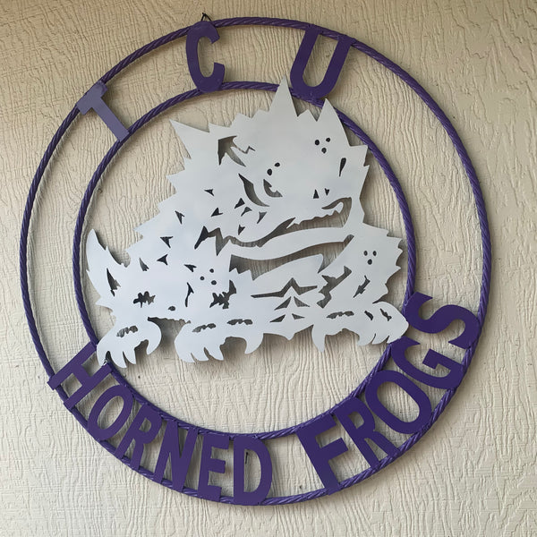 12",18",24",32",36" TCU HORNED FROGS CUSTOM METAL VINTAGE CRAFT TEAM SIGN HANDMADE