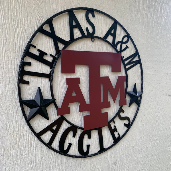 12", 18", 24", 32" TEXAS A&M AGGIES STARS METAL CUSTOM VINTAGE CRAFT WALL ART TEAM SIGN HANDMADE