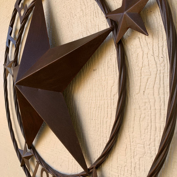 24", 32",36",40" TEXAS 1836 RUSTIC BROWN BARN STAR METAL WALL WESTERN HOME DECOR HANDMADE