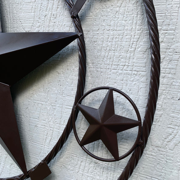 LONESTAR GARAGE STYLE CUSTOM BARN NAME STAR LONESTAR GARAGE METAL NAME BARN STAR WITH TWISTED ROPE RING 3d STAR ART WESTERN HOME DECOR RUSTIC BROWN