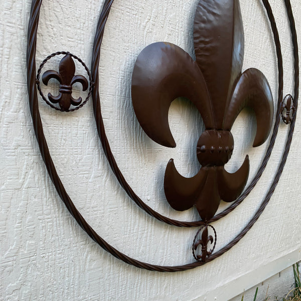 MULTI FLEUR DE LIS METAL WALL ART WESTERN HOME DECOR VINTAGE RUSTIC BROWN ART NEW