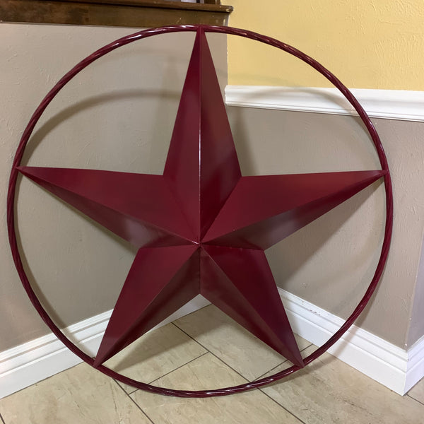 CRANBERRY BURGUNDY STAR RED STAR BARN METAL LONESTAR TWISTED ROPE RING WALL ART WESTERN HOME DECOR BRAND NEW