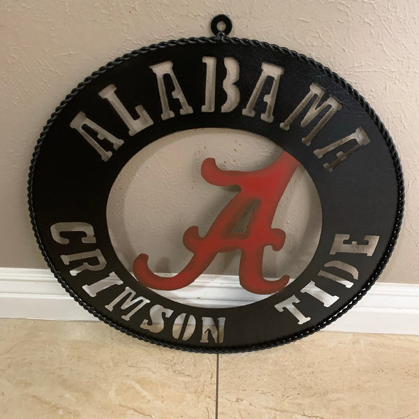 ALABAMA CRIMSON TIDE WIDE BAND RING CUSTOM METAL VINTAGE SIGN TEAM SPORTS HANDMADE