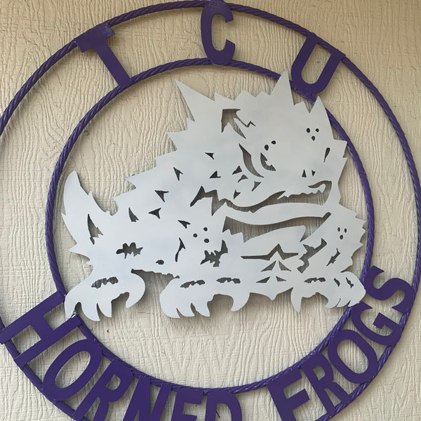 12",18",24",32",36" TCU HORNED FROGS CUSTOM METAL VINTAGE CRAFT TEAM SIGN HANDMADE