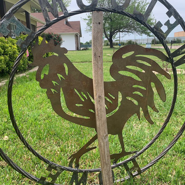 YOUR CUSTOM NAME ROOSTER LASERCUT RAW METAL ART WITH RING DESIGN WESTERN METAL ANIMAL ART HOME WALL DECOR BRAND NEW