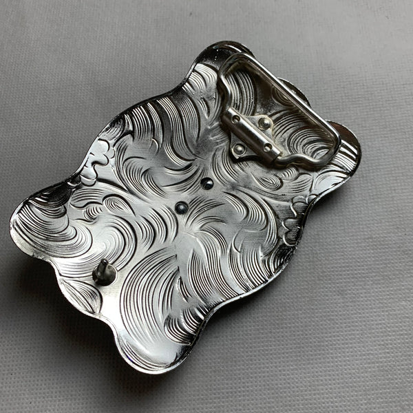 4.5" X 3.5" RODEO BELT BUCKLE BLACK SILVER & GOLD WESTERN BUCKLE FASHION ART NEW #EH12269