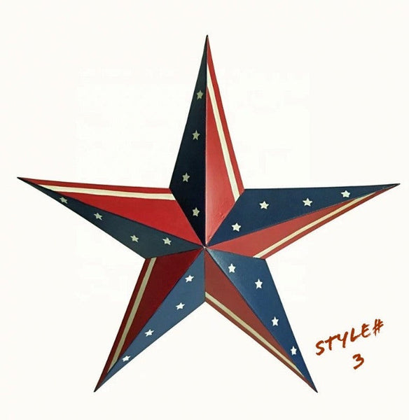 24" USA AMERICANA FLAG STAR RED WHITE & BLUE METAL BARN STAR METAL WALL ART HANDMADE