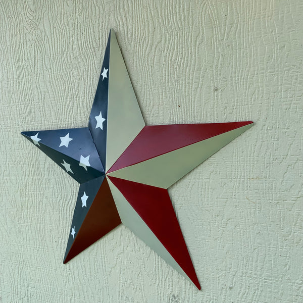 12",16",24",30",36" USA AMERICAN FLAG STAR STYLE #1 RED WHITE & BLUE METAL BARN STAR WALL ART HANDMADE STYLE# 1