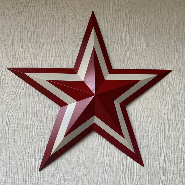 12",16",24",30",36" RED WHITE METAL BARN STAR METAL WALL ART HANDMADE