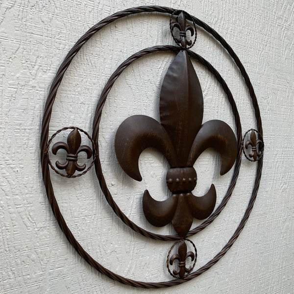 MULTI FLEUR DE LIS METAL WALL ART WESTERN HOME DECOR VINTAGE RUSTIC BROWN ART NEW