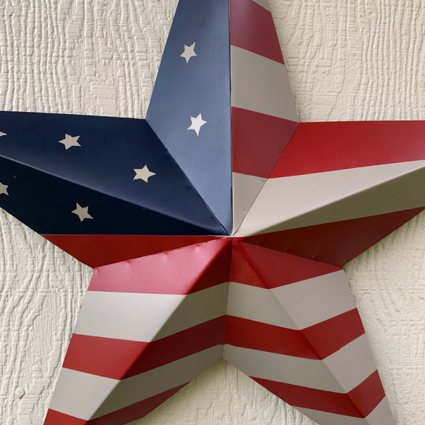 AMERICAN USA FLAG BARN STAR METAL RED BEIGE BLUE STAR 12",16",24",32"36",38",40",48