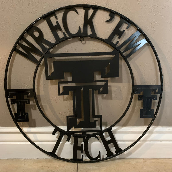 12", 18", 24", 32" WRECKEM TEXAS TECH METAL CUSTOM VINTAGE CRAFT TEAM SIGN HANDMADE