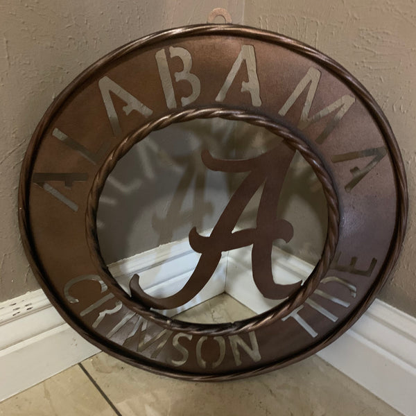 ALABAMA CRIMSON TIDE WIDE BAND RING CUSTOM METAL VINTAGE CRAFT TEAM SIGN HANDMADE