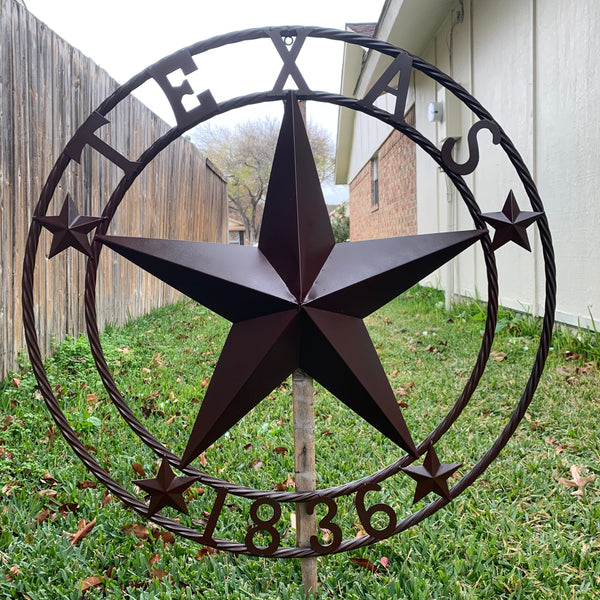 36" TEXAS 1836 BROWN BARN STAR METAL ART WESTERN HOME DECOR VINTAGE RUSTIC CRAFT ART