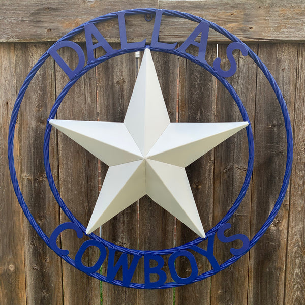DALLAS COWBOYS STAR METAL BARN LONE STAR WESTERN HOME DECOR BLUE & WHITE STAR, SIZE:24",32",36",40",42",44",46",50"