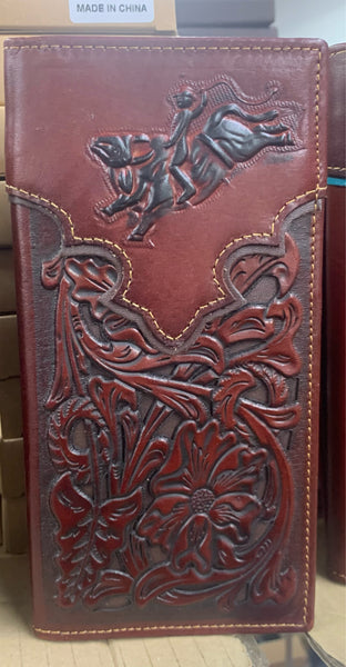 #LG GENUINE LEATHER WESTERN CHECKBOOK MEN'S WALLET WESTERN FASHION--FREE SHIPPING